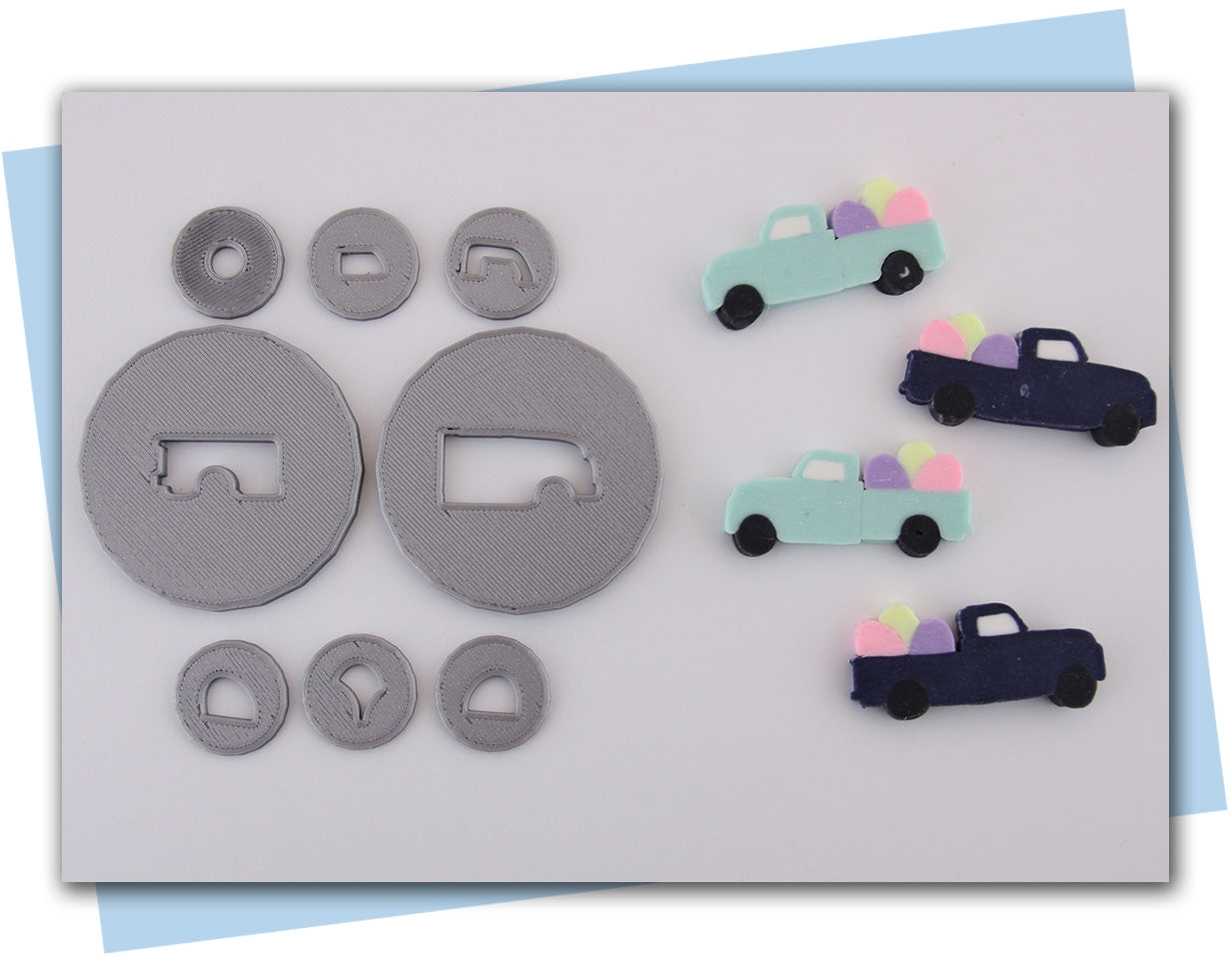 easter truck with eggs extruder discs