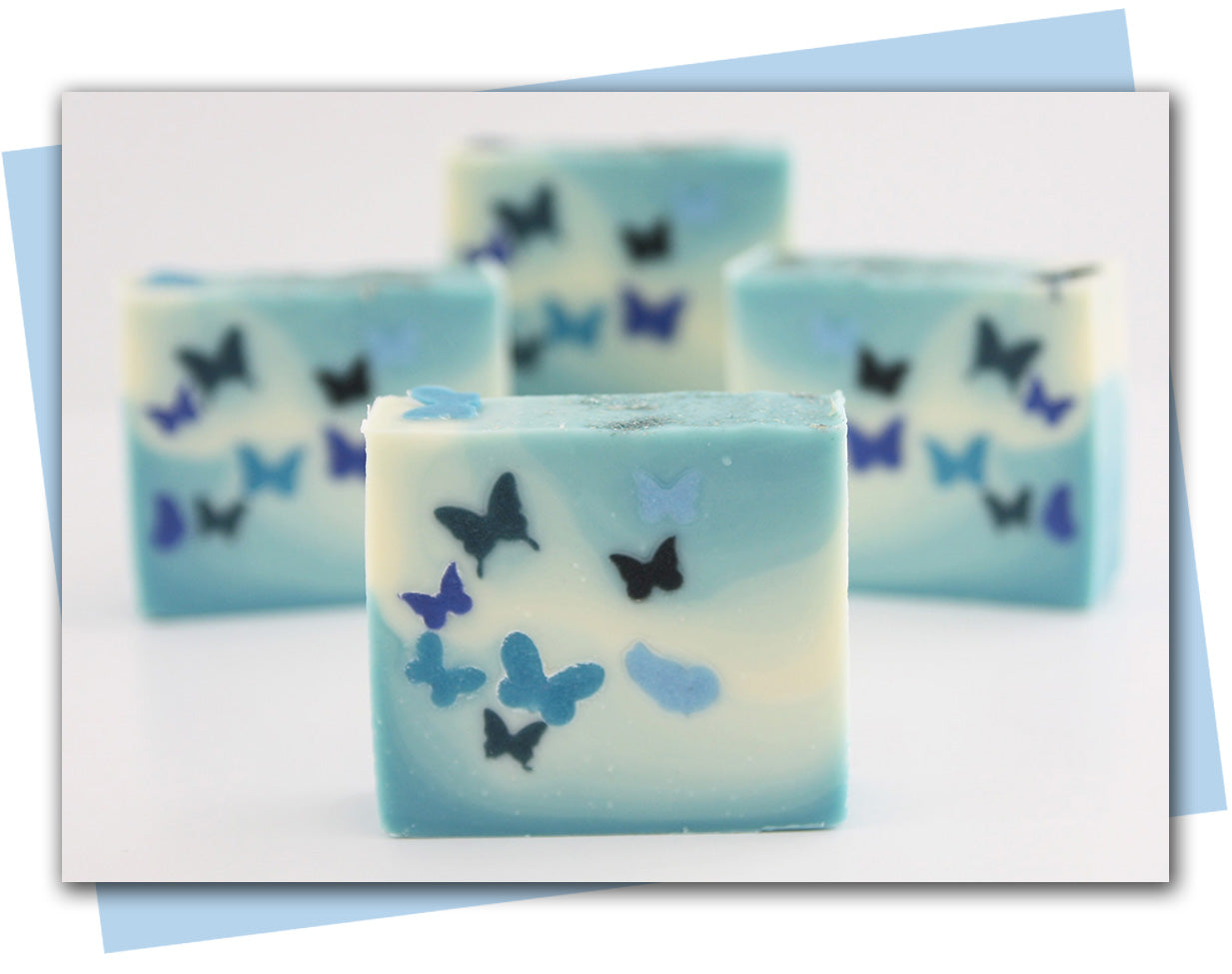 bar of soap with butterflies in design
