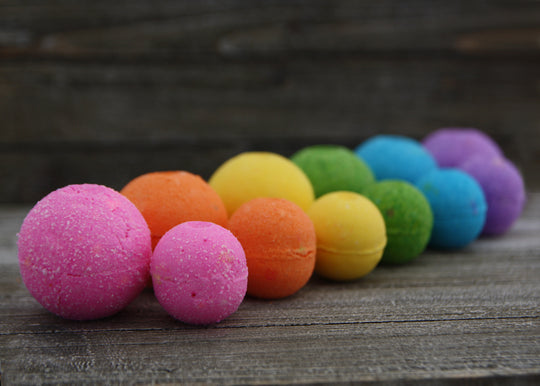 balls of Bath Fizzies in different colors