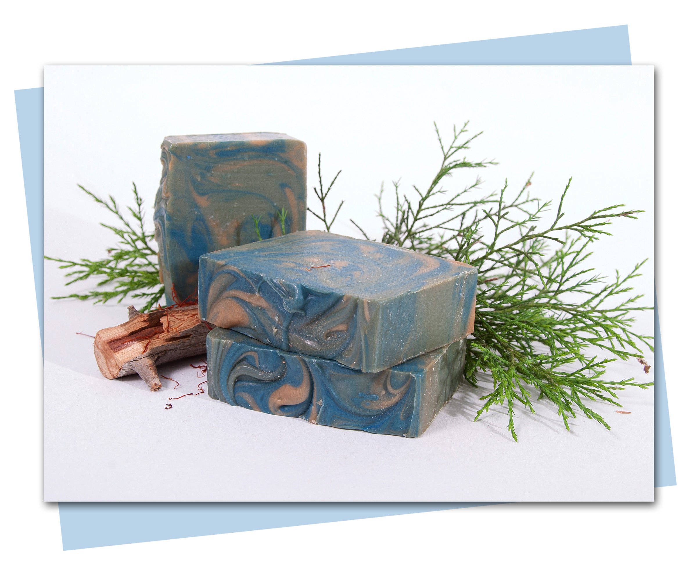 bar of soap scented in Cedar & Saffron