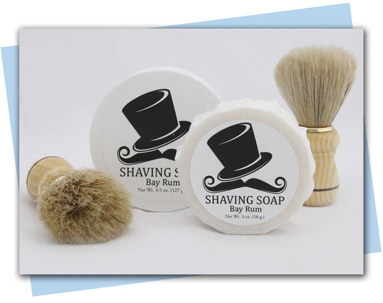 Jar and puck of Shaving Soap: Bay Rum